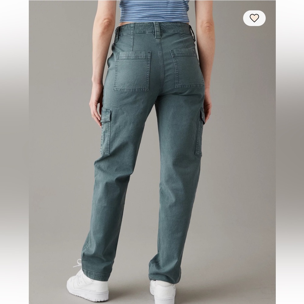 American Eagle Outfitters Stretch Cargo Straight Pants in Teal Blue Size 4 Long - Picture 11 of 11